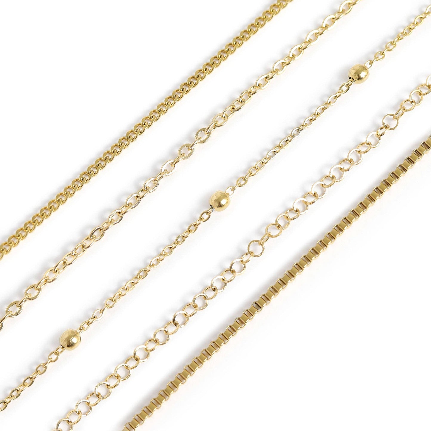 Permanent Jewelry Stainless Steel Chain Starter Kit - 5 Chain Style Pack