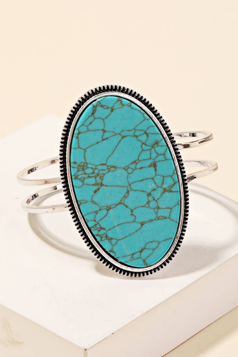 Large Oval Turquoise Clasp Bracelet