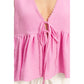 Lace Trim Tie Front Top