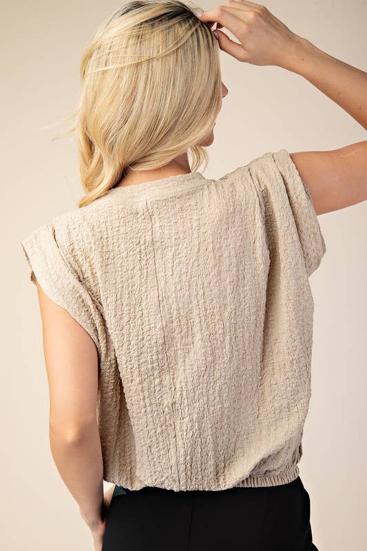 Round Neck Pleated Top