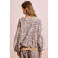 LEOPARD FRENCH TERRY LACE CONTRAST SWEATSHIRT TOP