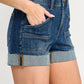 S8036D-TUMMY CONTROL HIGH RISE WITH CUFF SHORTS