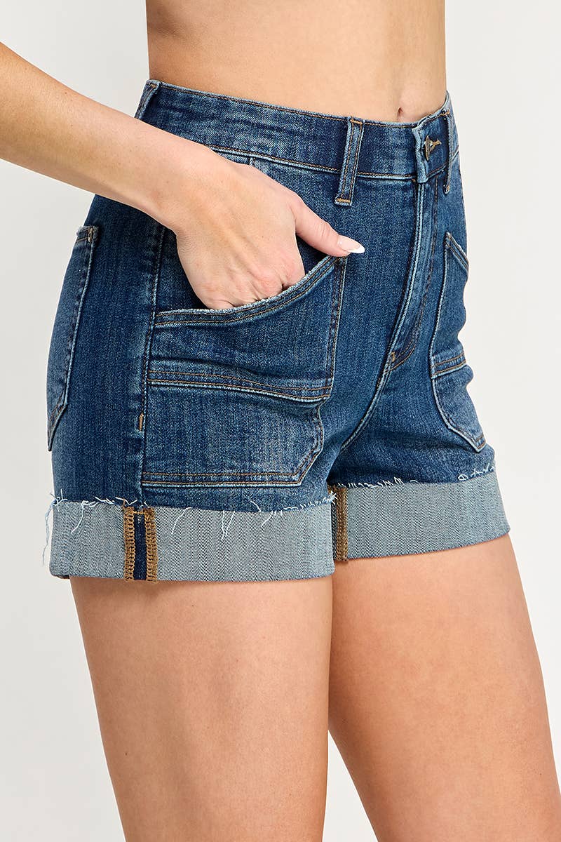 S8036D-TUMMY CONTROL HIGH RISE WITH CUFF SHORTS