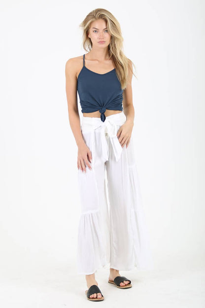 B3663-ASIS TIE WAIST WIDE LEG PANTS