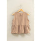 Gingham Sleeveless Peplum Top With Side Ties