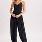 V-NECK RELAXED FLOWY LEGS JUMPSUIT CRISS-CROSS OPEN BACK