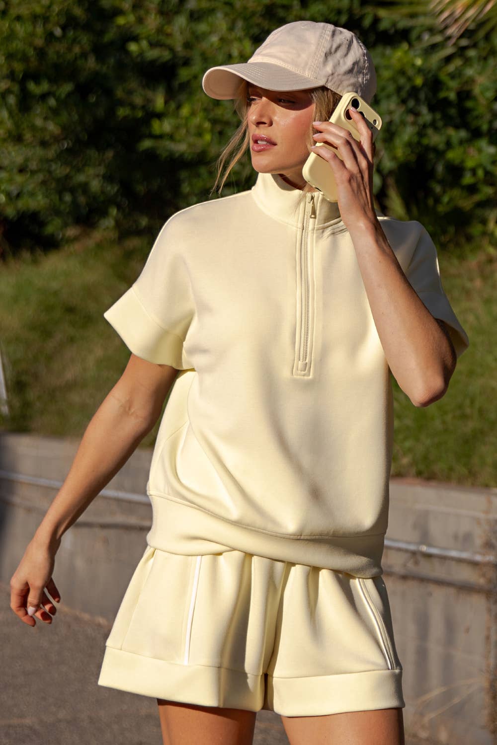 MODAL SCUBA QUARTER ZIP SHORT SLEEVE TOP