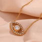 White Eye of Protection (Evil Eye) - 18K Gold Plated, Waterproof CZ Necklace