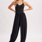 V-NECK RELAXED FLOWY LEGS JUMPSUIT CRISS-CROSS OPEN BACK