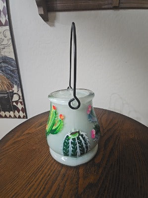 Handpainted Cactus Candle Jug