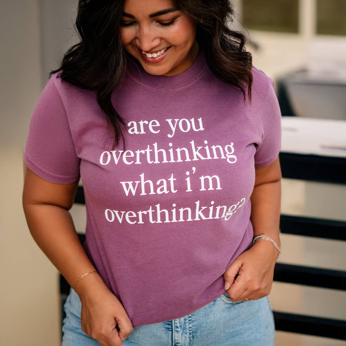 Overthinking Quote Graphic Tee Funny Relatable Saying Shirt