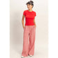 Gingham Drawstring Wide-Leg Pants