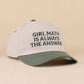 Girl Math Is Always The Answer Two Tone Snapback Hat Zenana Consgt.