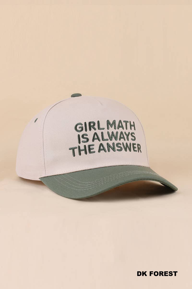 Girl Math Is Always The Answer Two Tone Snapback Hat Zenana Consgt.