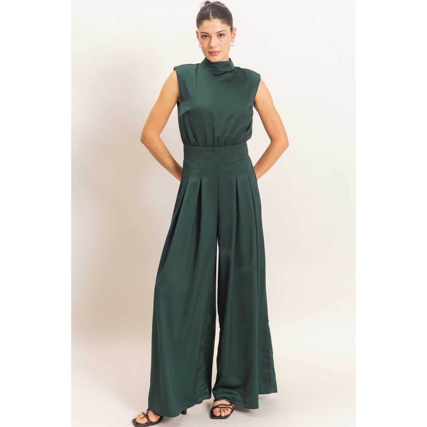 Sleeveless Mock Neck Jumpsuit
