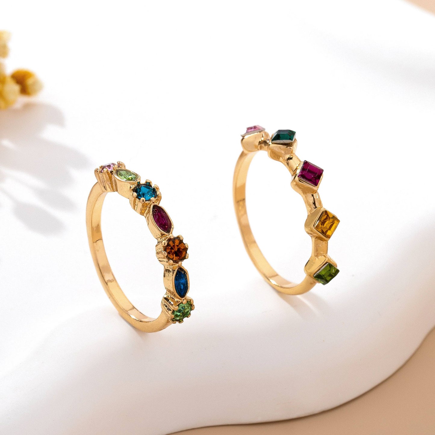 Rainbow Gemstone Cluster Statement Ring Set | 80R227