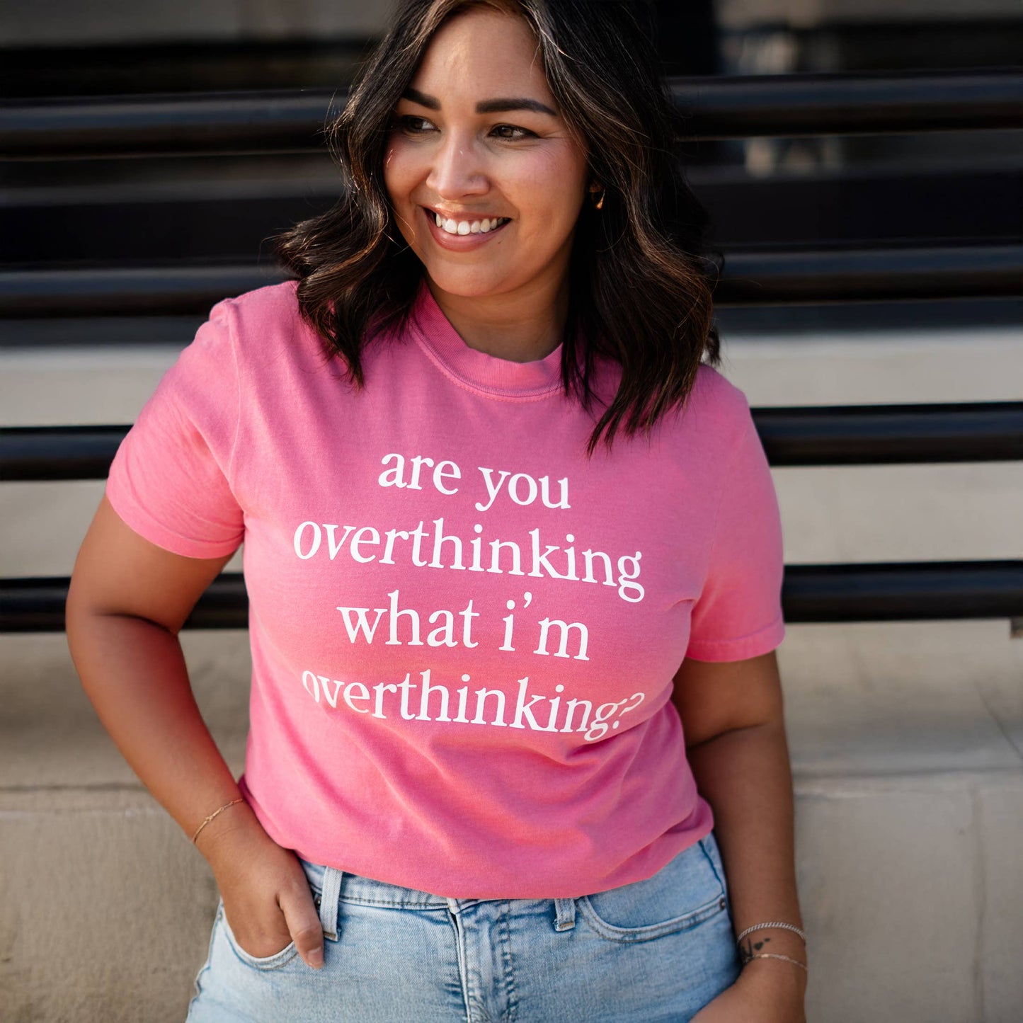 Overthinking Quote Graphic Tee Funny Relatable Saying Shirt