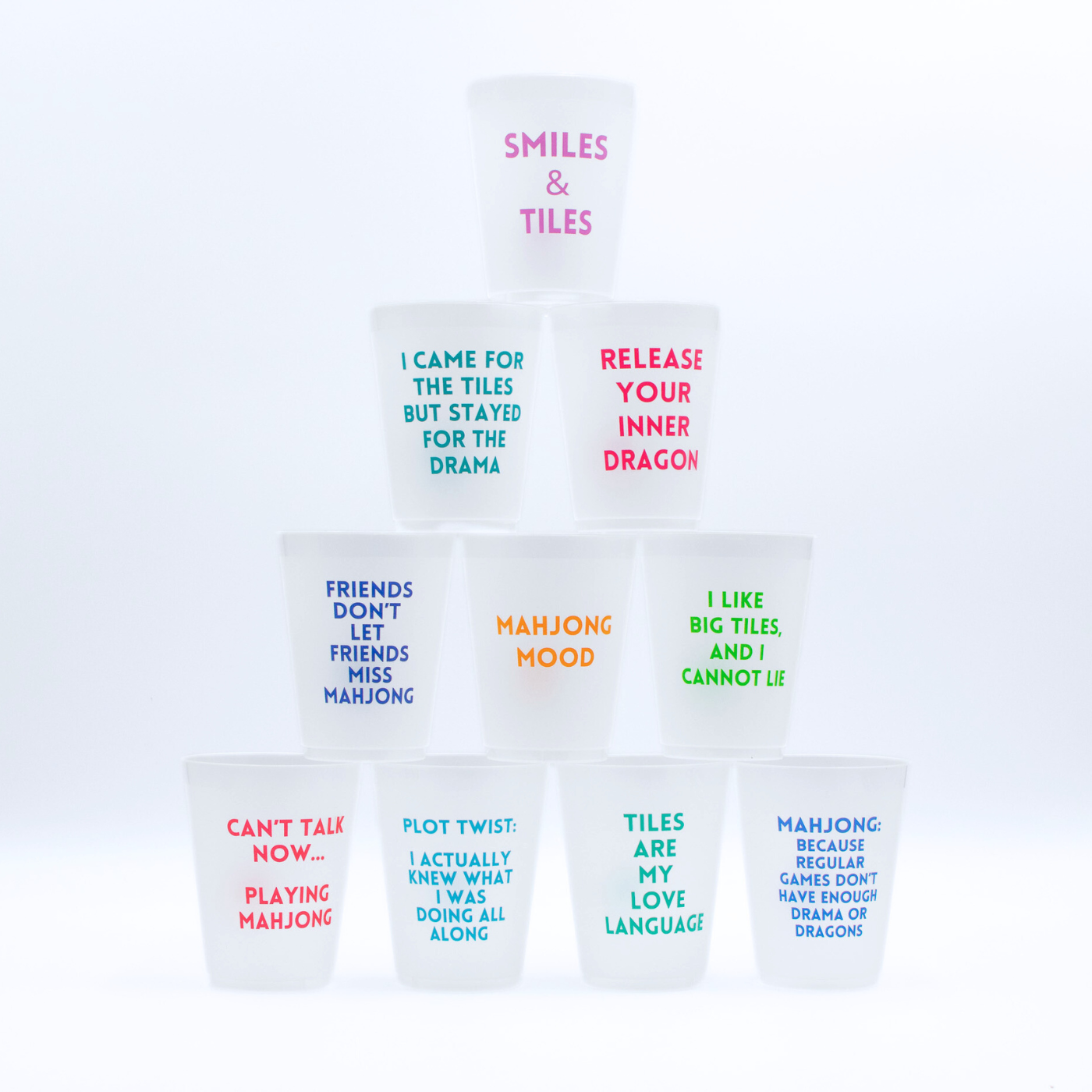 Mahjong Frosted Cups  |  10 Different Designs in Every Pack