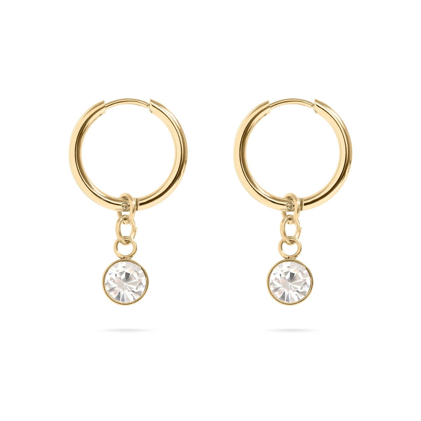18K Gold PVD Birthstone Huggie Charm Earrings