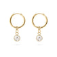 18K Gold PVD Birthstone Huggie Charm Earrings