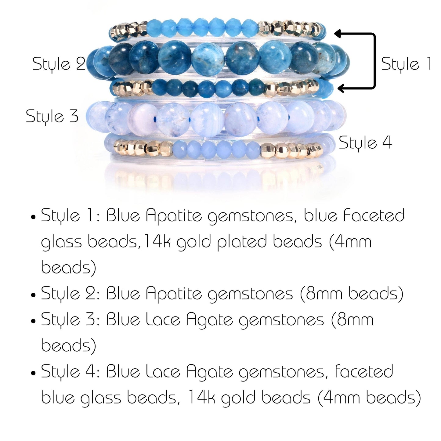 Shades of Blue Crystal BYOB Bracelet Stack