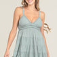 C4G30-ASIS V NECK LACE TRIM DOUBLE STRAPS TIERED SKIRT DRESS