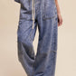 Wide-Leg Denim Drawstring Pants LP0256