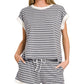 ...0223 Stripe Contrast Trim Top & Shorts Set SI-29132