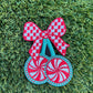 Western Christmas Embroidered Patch with Candy Bow