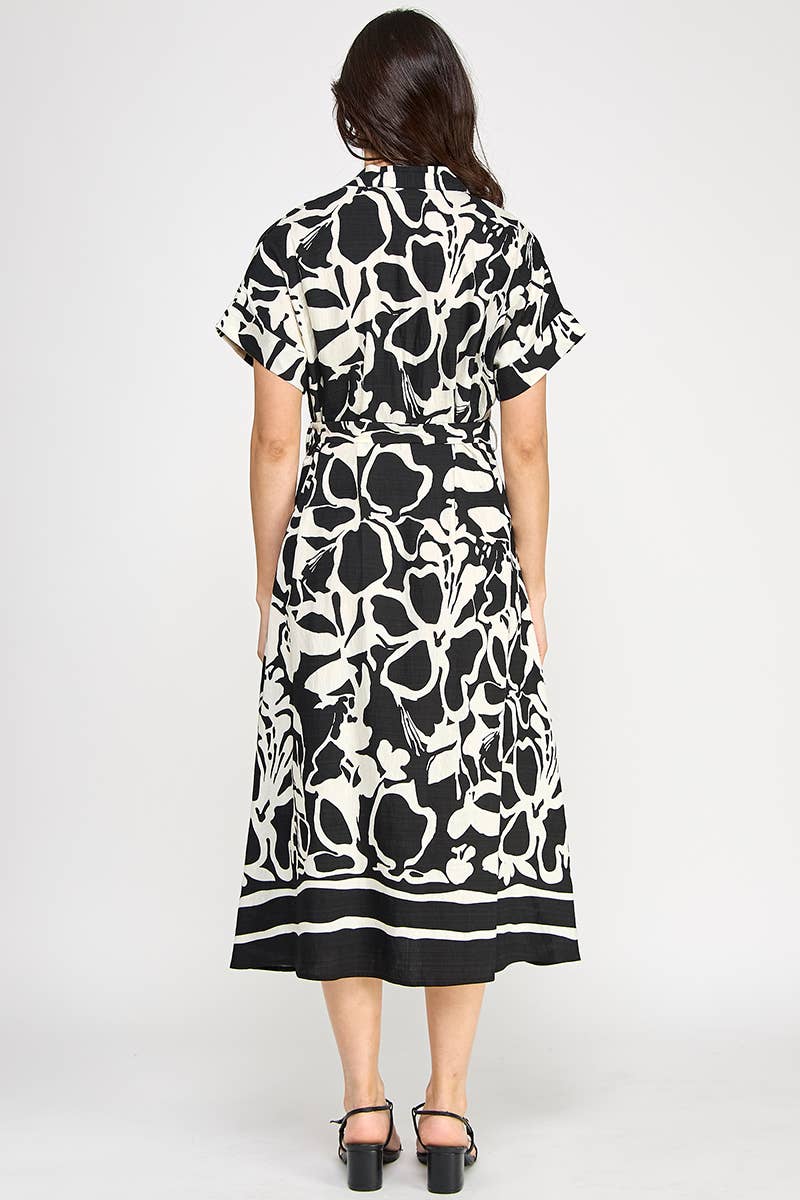 Floral Short Sleeve Midi Dress