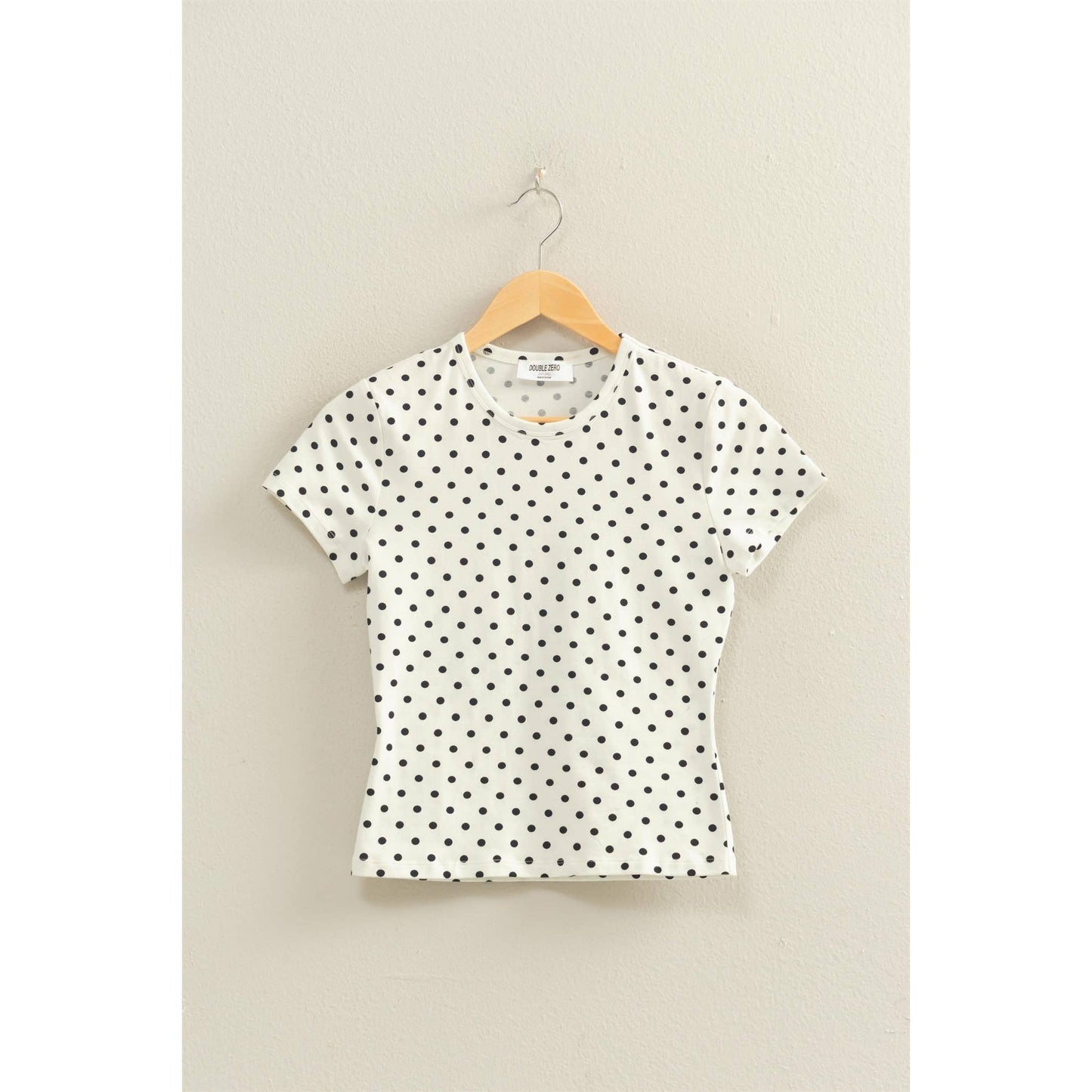 Polka Dot Short Sleeve Crew Neck Top