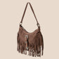 Faux Suede Cascade Fringe Shoulder Bag