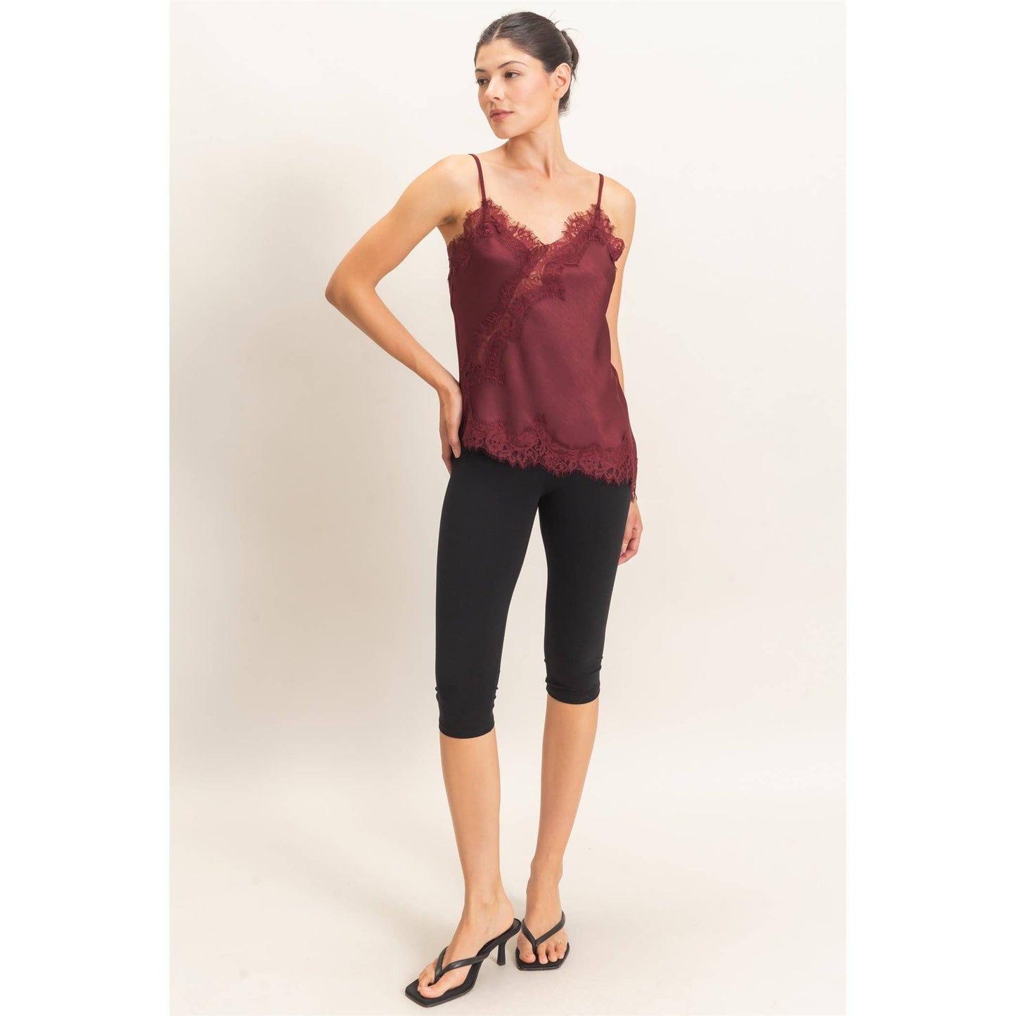 Asymmetrical Satin Lace Top