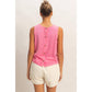 Mineral Wash Button Back Sleeveless Top