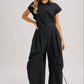 BUTTON DOWN UTILITY SHIRTING JUMPSUIT