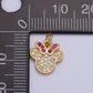 24K Gold Filled Micro Paved CZ Fuchsia-Bowed Mouse Kid's Charm | C-844