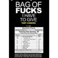 Bag of Fucks I Have to Give, Bag of 25