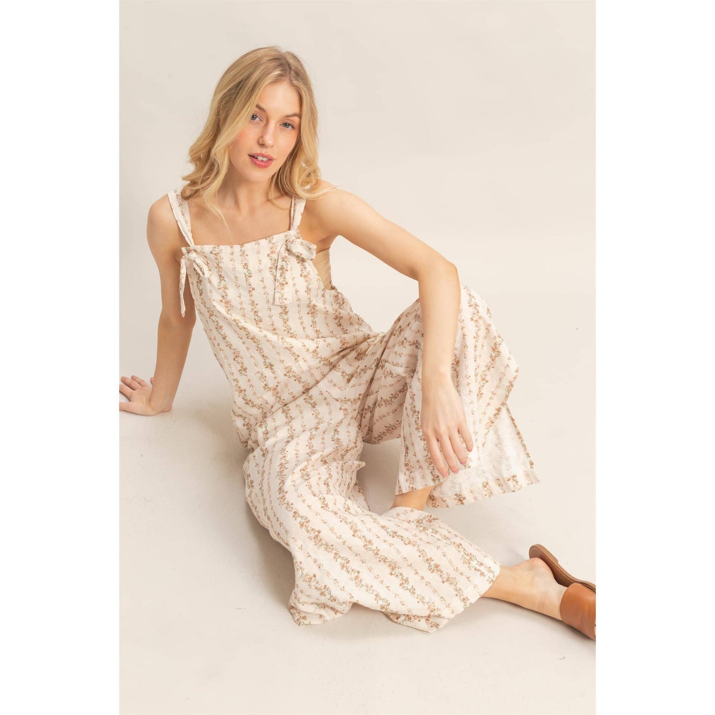 Tie Strap Jumpsuit With Hem Slits