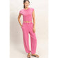 Rolled Sleeve Wrap-Front Crop Top And Jogger Set