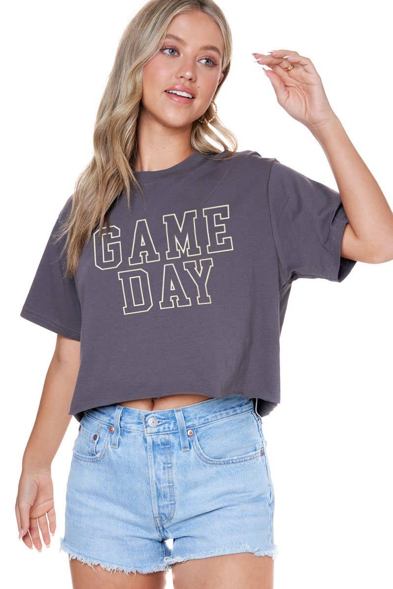 PUFF' Game Day Graphic S/S Faux Cropped Tee