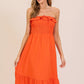 Strapless Smocked Midi Dress
