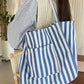 STRIPED TRENDING DOUBLE POCKET TOTE BAG | 40P561