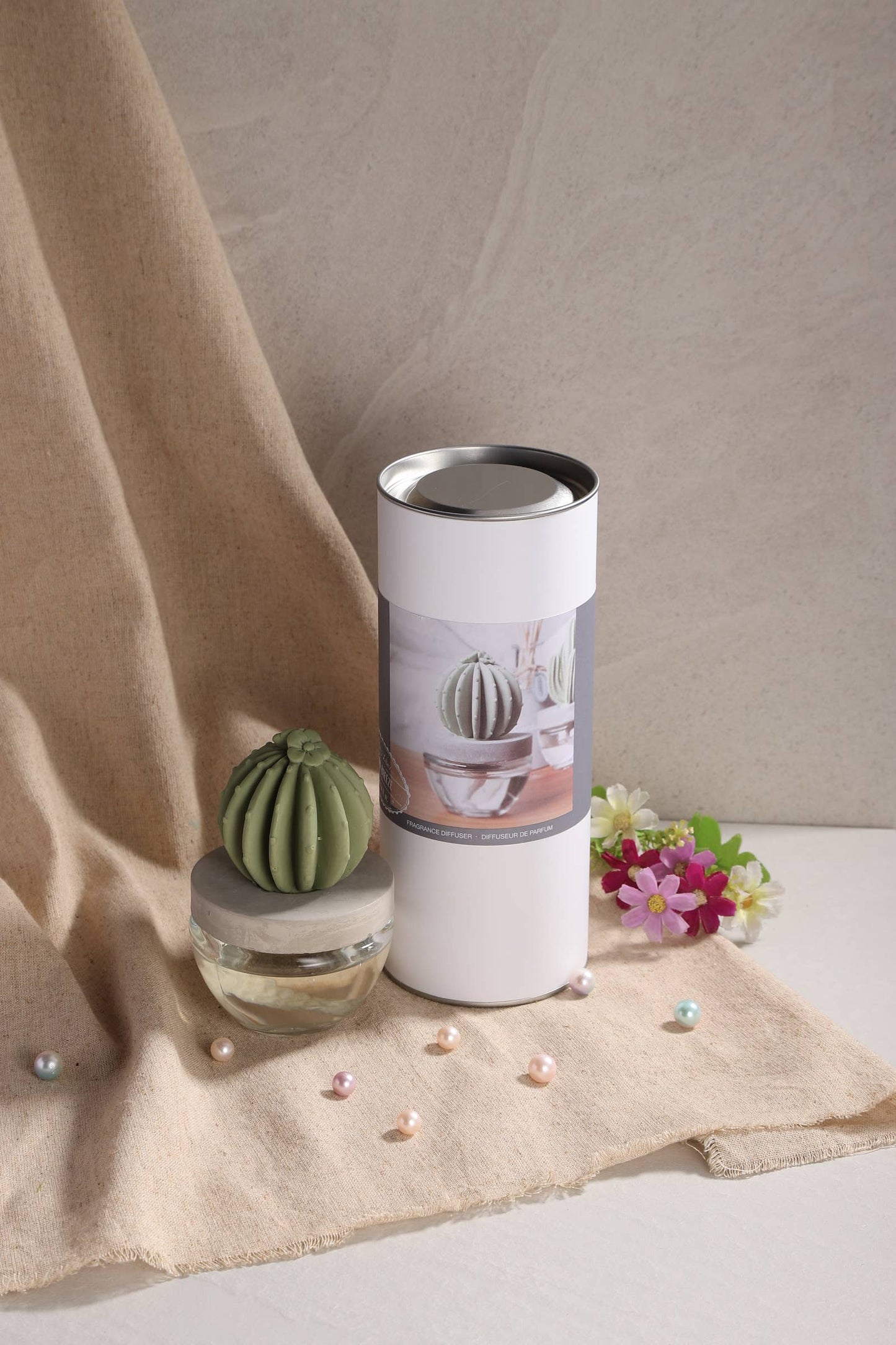 Cactus - Barrel Cactus ceramic diffuser gift set - 100ml
