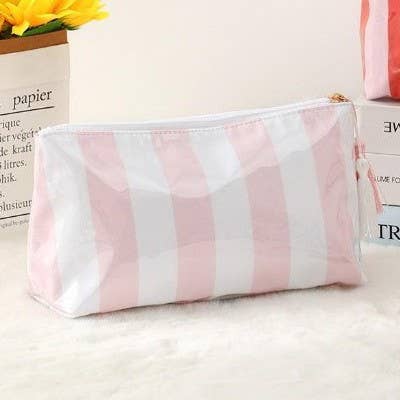 TRAVEL STRIPE COSMETIC MAKEUP POUCH BAG | 40P594