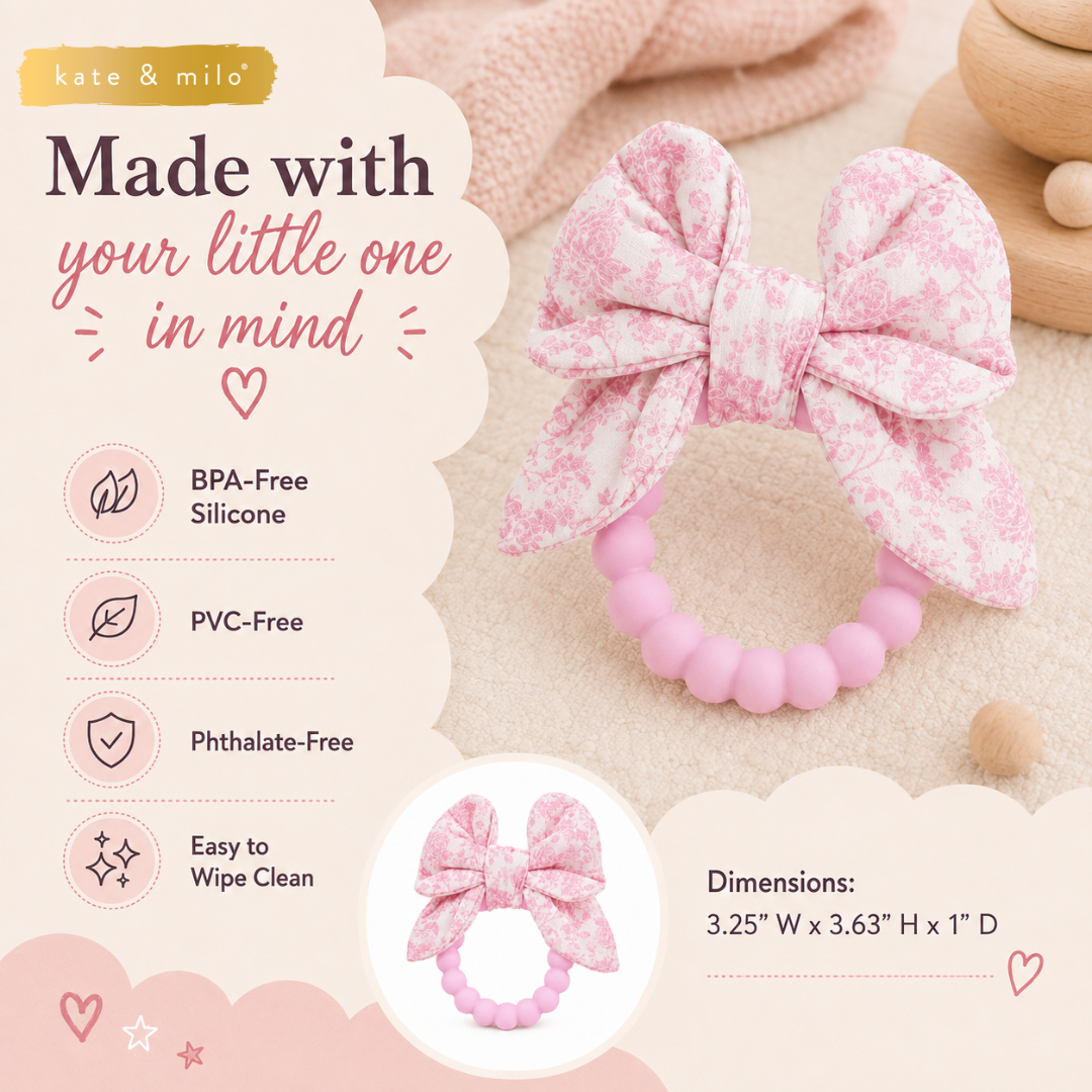 Baby Crinkle Teether Toy, Pink Bow