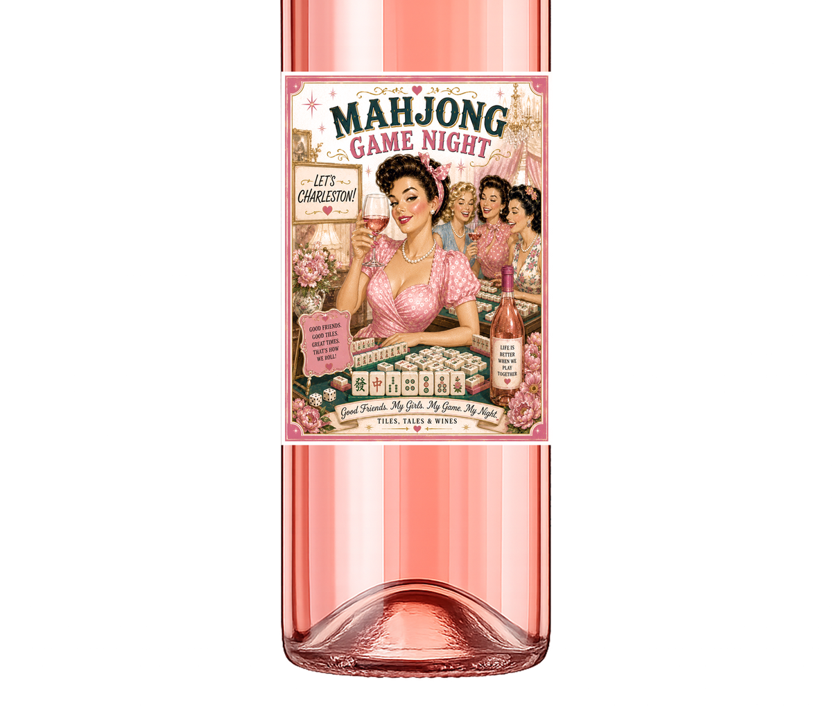 Sassy Girl, Wine Label, Mahjong Pink