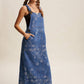 Floral Embroidered Denim Overall Dress LD1615