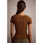 FLORAL PATTERNED TEXTURE SEAMLESS SHORT SLEEVE TOP