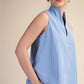 Stand Collar Slit V-Neck Sleeveless Top
