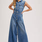 DENIM SLEEVELESS SHIRT JUMPSUIT